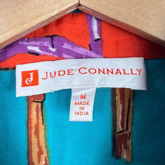 Jude Connally Womens M Coastal Tropical Preppy Artsy Geometric Button Up Shirt - Picture 5 of 8